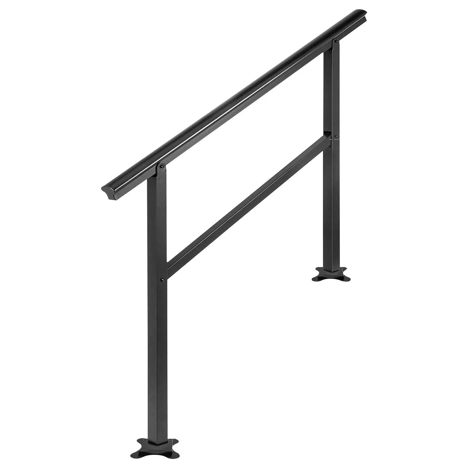 

47.6''x35.2'' Adjustable Outdoor Handrail – Black Aluminum, 0-30° Angle, Fits 3-4 Steps (Stair Railing)