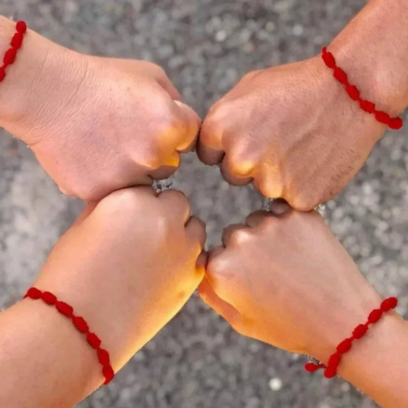 Lucky 7 Knots Red Black String Bracelet, Friendship Gift