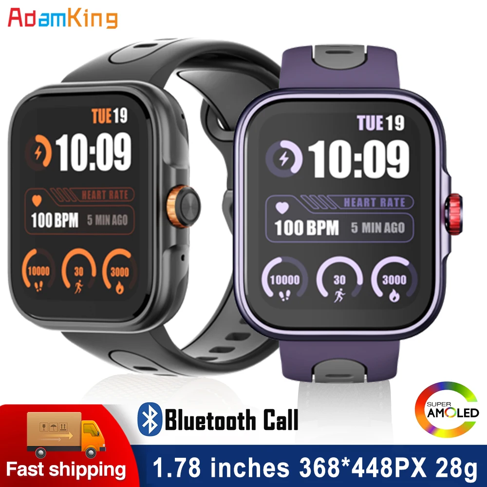 1.78' AMOLED HD Screen Smartwatch Women Smart Watches Men GPS Motion Track Outdoor Sports Sleep Heart Rate Monitor Waterproof