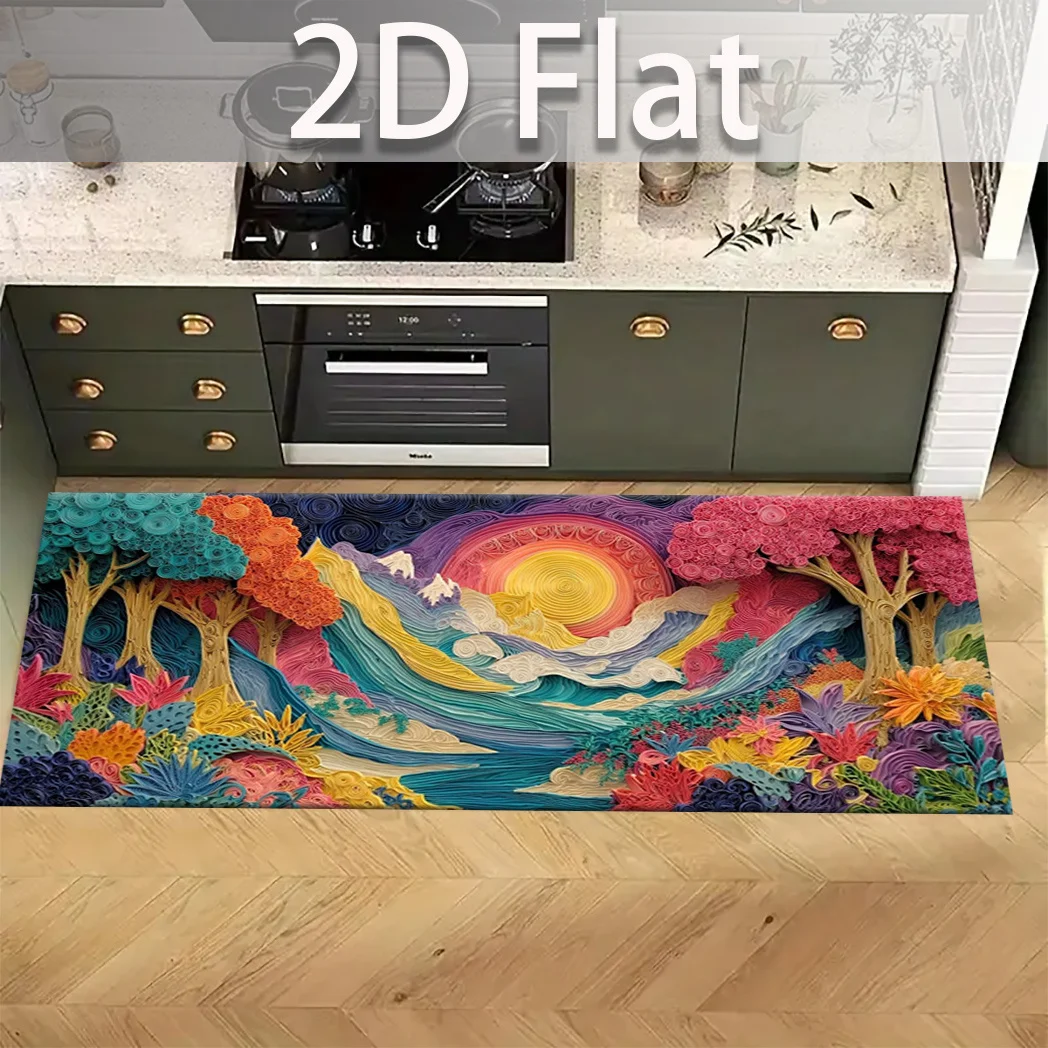 VIKAMA 2D bunter Teppich Märchenwelt Bodenmatte Fußmatte Willkommensmatte Küchenteppich Schöner Teppich für Schlafzimmer Teppich für Wohnzimmer