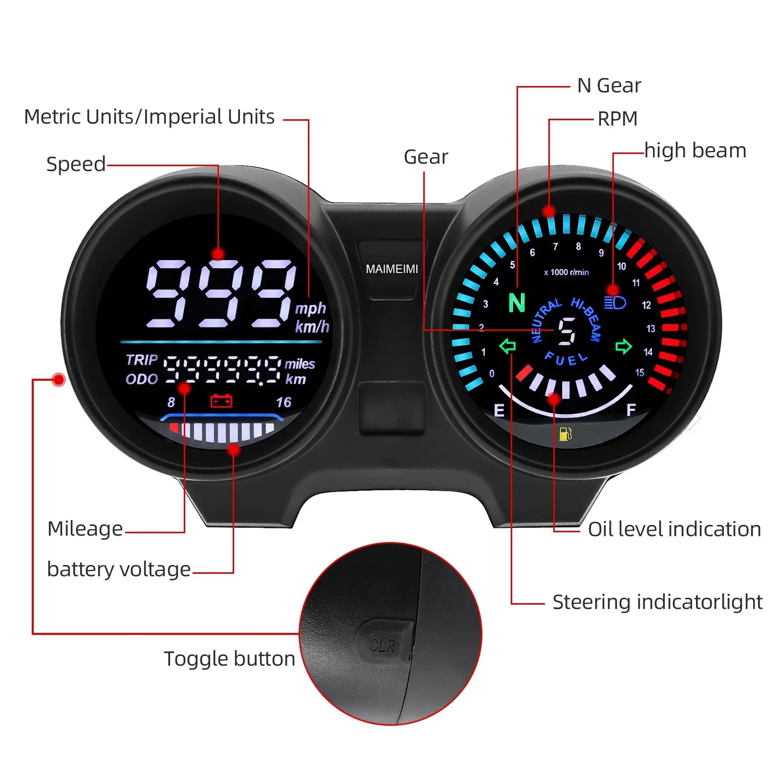 

Factory Price Motorcycle Odometer Assembly Speedometer CG125 Motorcycle Instrument Panel