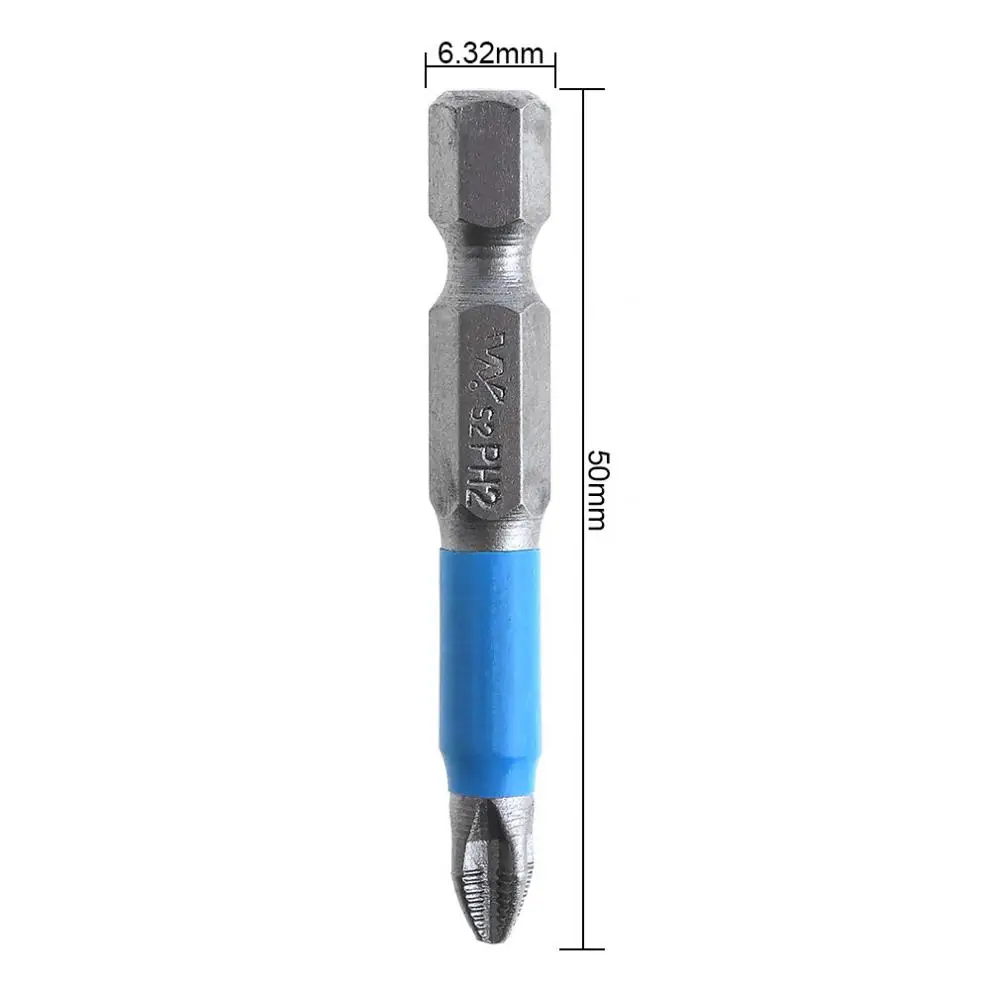 10pcs 50mm S2 Vanadium Steel Screwdriver Bits Tools Anti Slip Magnetion Cross Screwdriver Set with High Hardness Screwdriver