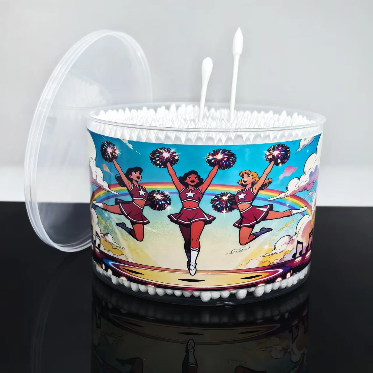 500개 창의적인 치어리딩 테마 면봉, 성인 및 일상 청소용 이중 끝 멀티 목적 면봉