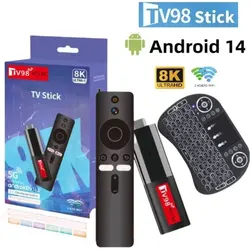 TV Stick Android 14 TV98 ATV 8K Smart H618 2.4G 5G Wifi Support OTA Media Player TV Receiver BT5.0 2GB 16GB Voice Remote TV Box