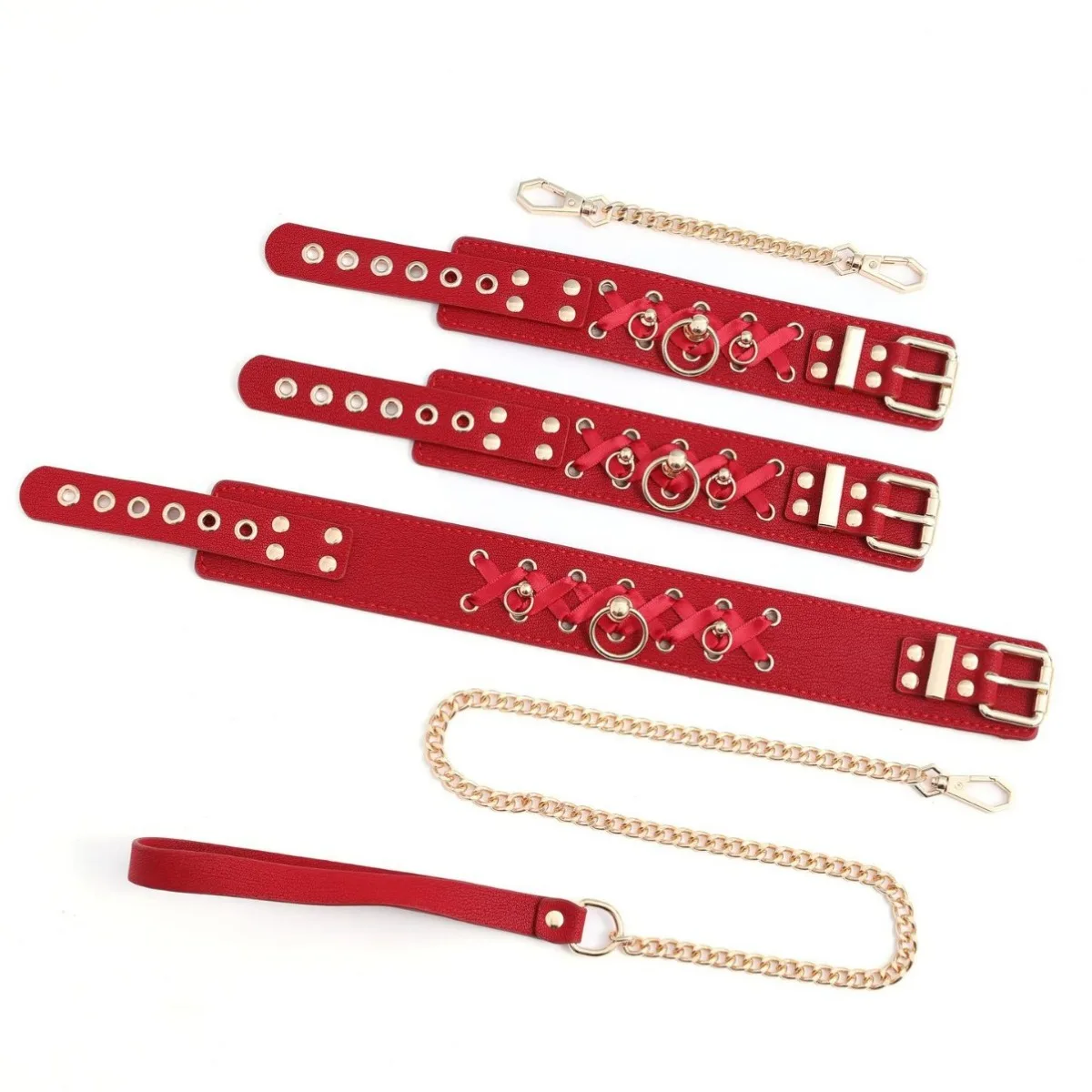 Ribbon Bondage Set Handcuffs Collar Set Wrist Restraints Role Play Couple Accessory Party Costume for Adults Luxury Restraints