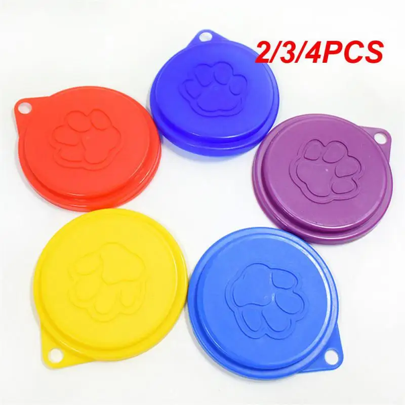 2/3/4PCS Cat Dog Bowl With Lids Sealing Tightly Lovely Animal Paw Print Design Blue 13g Dog Accessories Dog Food Bowl Lid