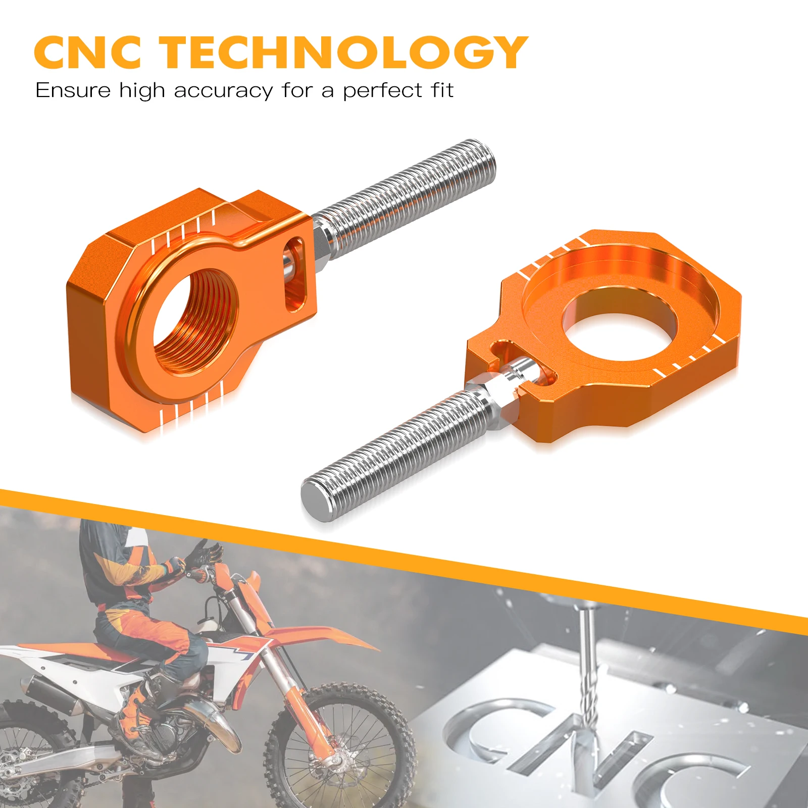 NiceCNC For KTM EXC 300 EXC250 EXC EXC-F XCW XCF-W 125 250 300 350 450 500 530 2000-2023 20mm Rear Axle Blocks Chain Adjuster