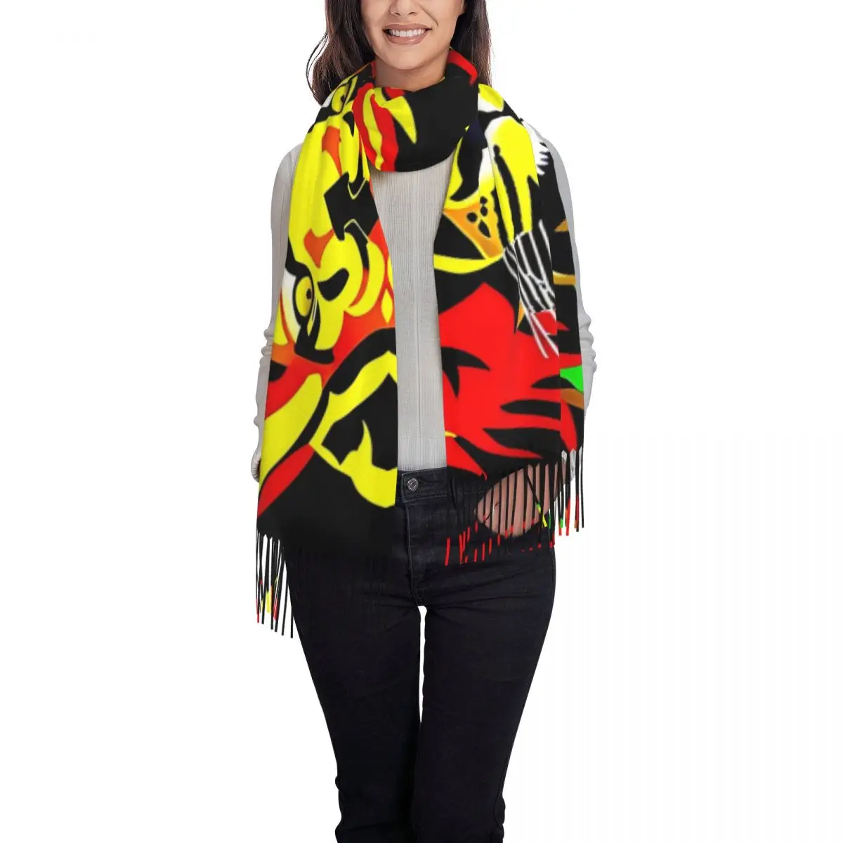 Rasta Rastafarian Lion Reggae Shawl Wraps for Women Warm Large Soft Scarf Pashminas Tassel Scarves