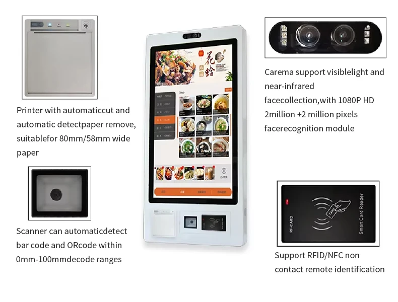 High Quality 21.5 Inch Touch Screen Floor-Standing Payment Kiosk Wall-Mounted/ Floor-Mounted Ordering Machine With SDK Function