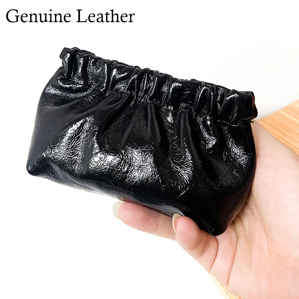 Genuine Leather Ladies Women Coin Pouch Snap Top Grain Cracked Waxed Leather Purse Strong Metal Spring Closure Small Change Bag