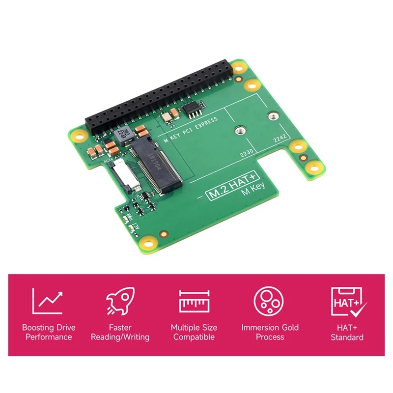 A75T Pcie To M.2 HAT+Для Raspberry Pi 5 Gen2 Gen3 M.2 NVME SSD 2230/2242 M Key PCIE GPIO Плата расширения для комплекта RPI5