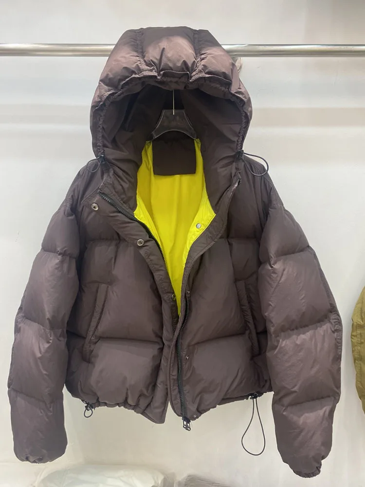 Abrigos de plumas para mujer, chaqueta acolchada ligera con cuello levantado y cremallera, chaquetas acolchadas, abrigo y2k, ropa de invierno cálida, prendas de vestir marrones 2024