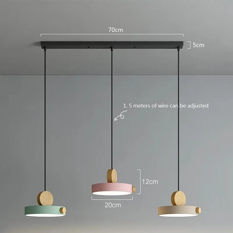 Nordic wisiorek LED lekki minimalistyczny drewniany Macaron kryty oświetlenie dekoracyjne do salonu jadalnia sypialnia gabinet wystrój domu