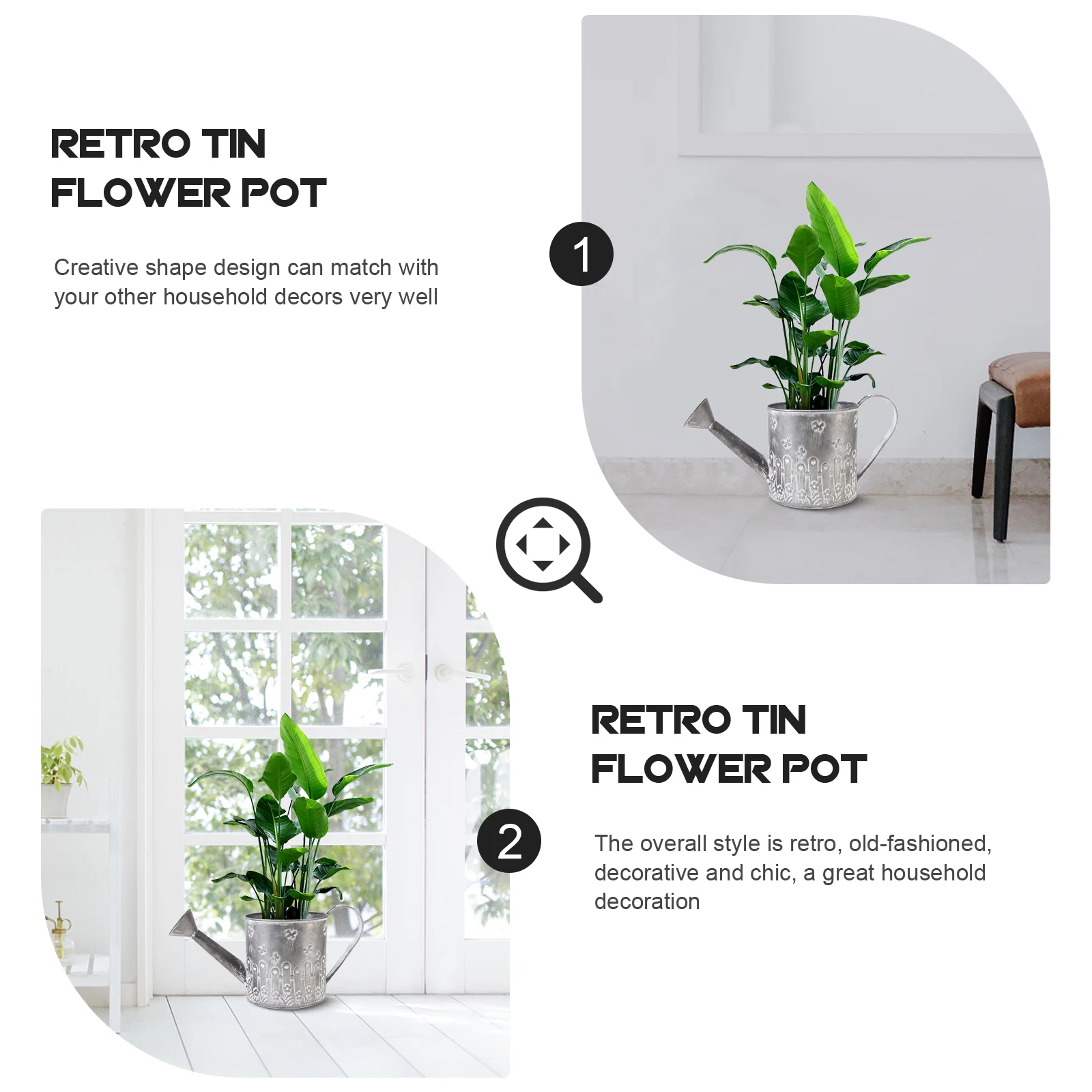 

Creative Flower Vase Rustic Style Iron Metal Jug Vintage White Portable Decorative Pitcher Tin Bucket For Home Wedding Party