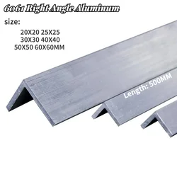 6061 Alluminio ad angolo retto 20/30/40/50/60MM Spessore 3/4/5MM Lega di alluminio a forma di L Bordo in alluminio Triangolo Profilo Lunghezza 500mm