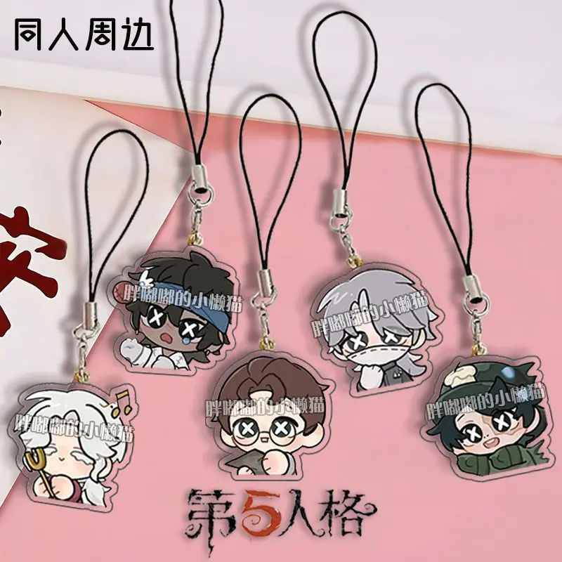 Identity V Ganji Gupta Freddy Riley Frederick Kreiburg Pendant Keychains Acrylic Phone Lanyards Phone Charm Decoration Backpack