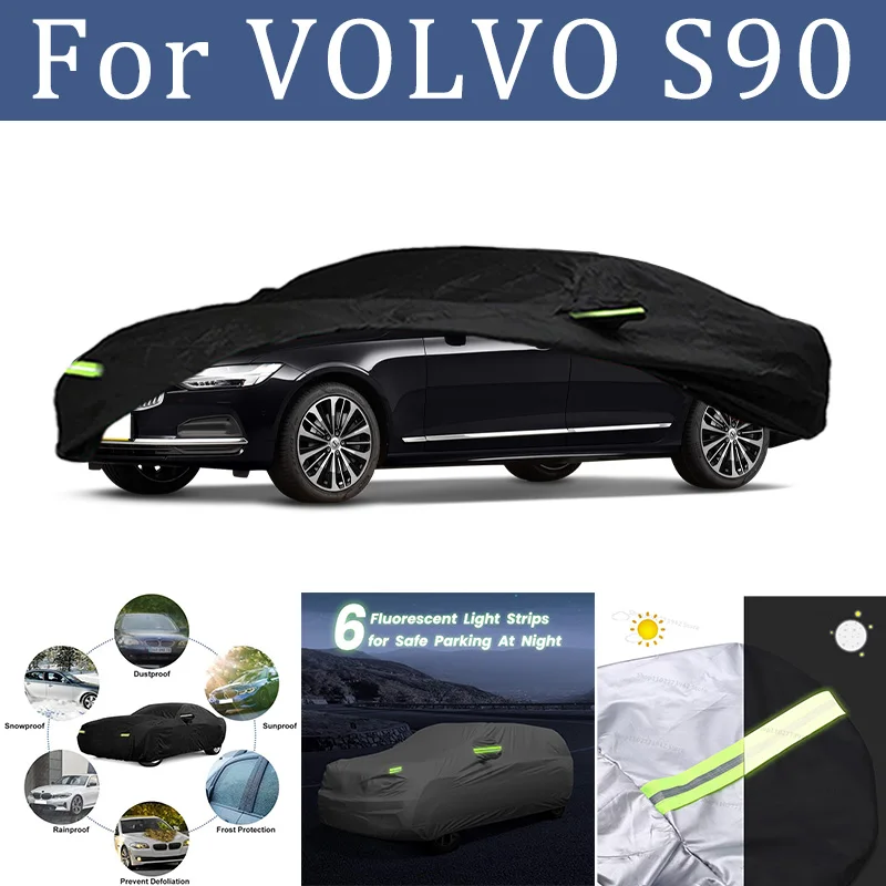 

Black Silvery Scratch-Resistant Car Cover - Dustproof & Sun-Resistant, Comprehensive Protection for VOLVO S90 Outdoor Parking
