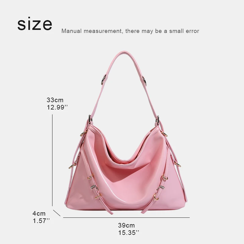 Spring Fashion Tote Bags Women Luxury Designer Handbag Purses 2023 New In PU Material Belt Decoration Motorcycle Girl Sling Bag