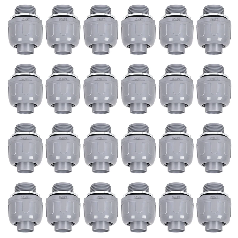 

24 Pieces Liquid Tight Connector 1/2 In Non-Metallic Electrical Conduit Fittings PVC Conduit Fitting Straight