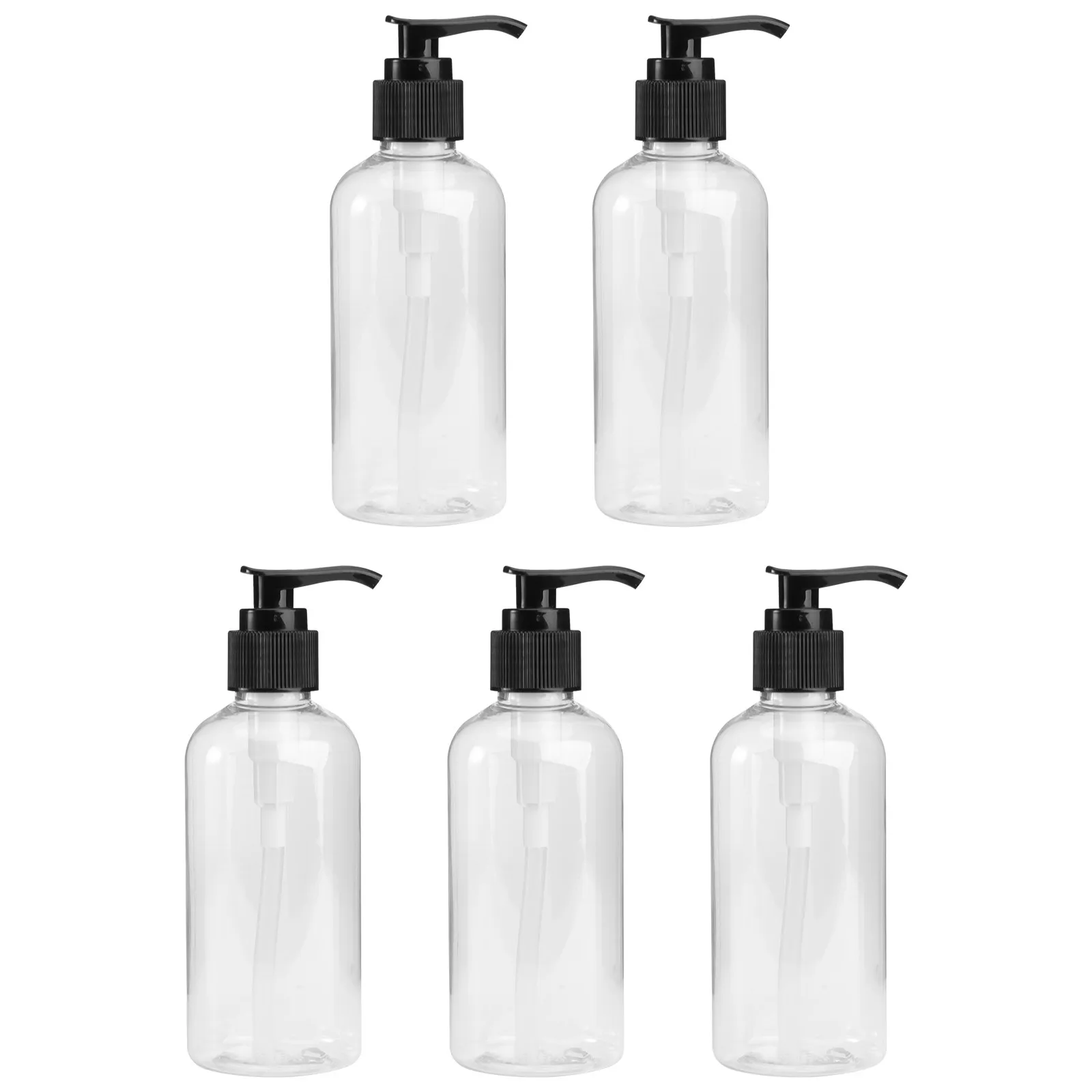 5Pcs Press Pump Dispenser Bottles Black 200Ml Refillable Shower Gel Containers Subpackaging Bottles for Home Sink Lotion Soap