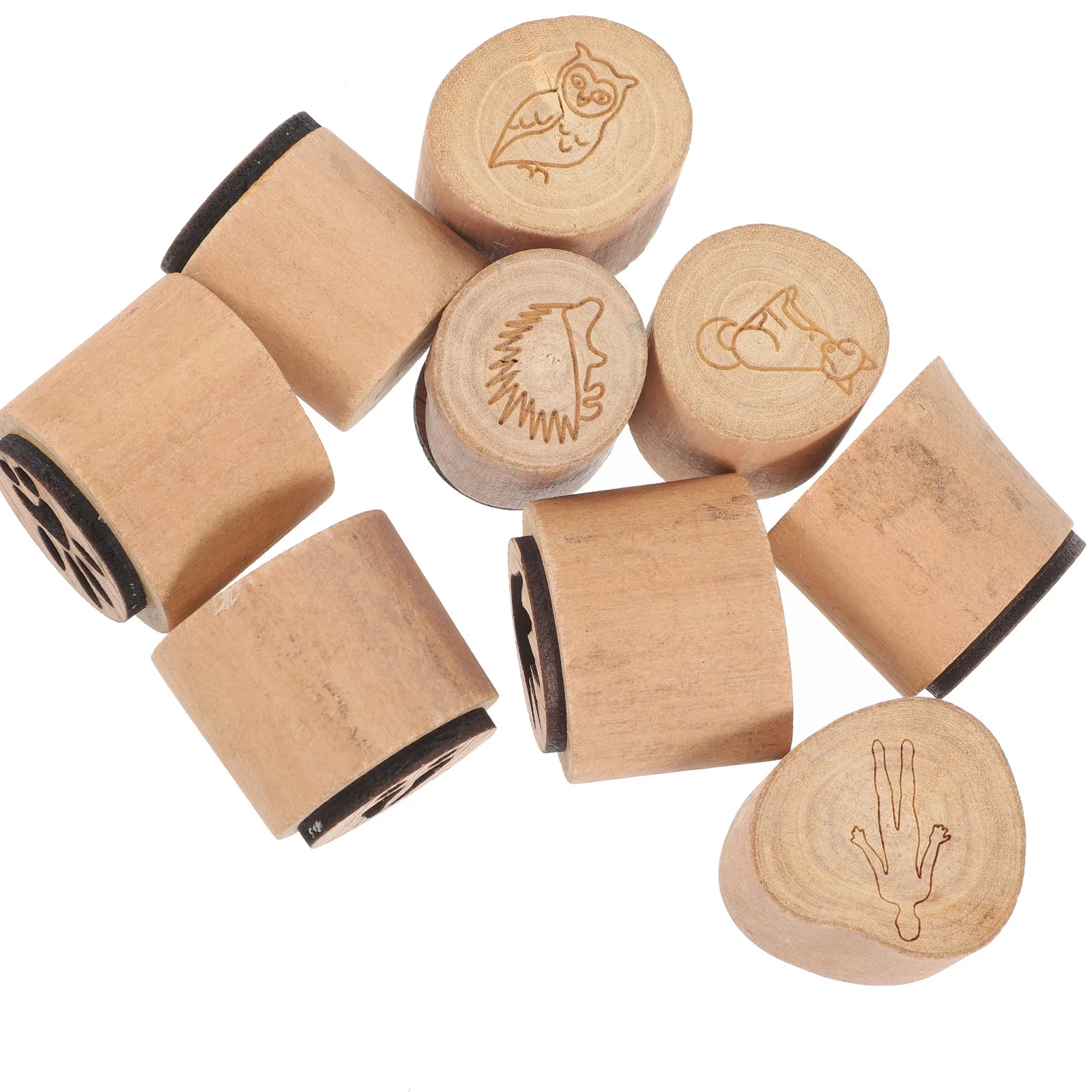 1 set 1 Set Animal For Gardening Footprint Wooden Stamps For Kids Diy Craft Natural Scene Retro Wood Stamp Kit Garden Stamps