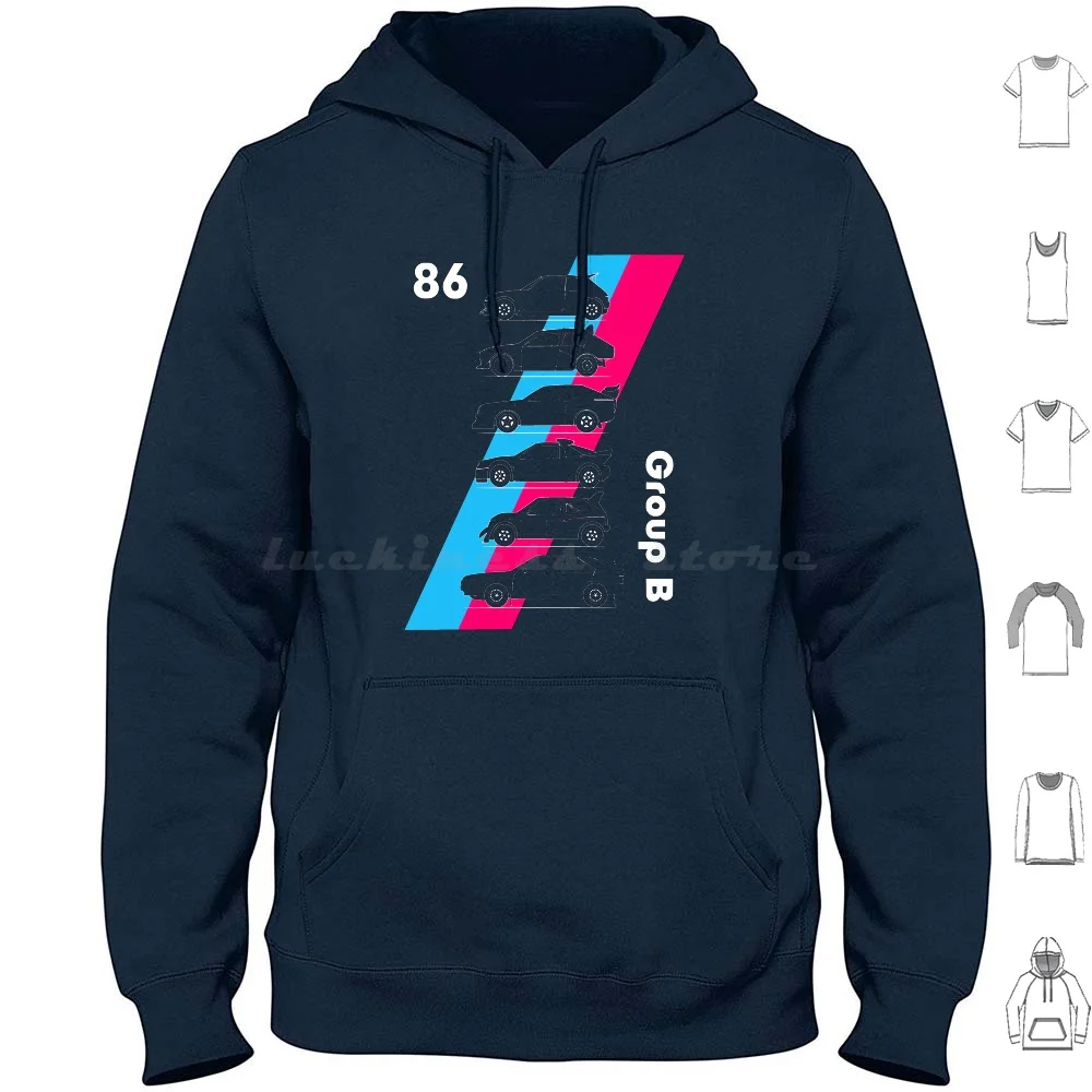 Group B Rallycars Pink And Blue Hoodies Long Sleeve 1986 Rally Wrc Lancia Mg Groupb Group Groupe Racing 6r4 205 T16