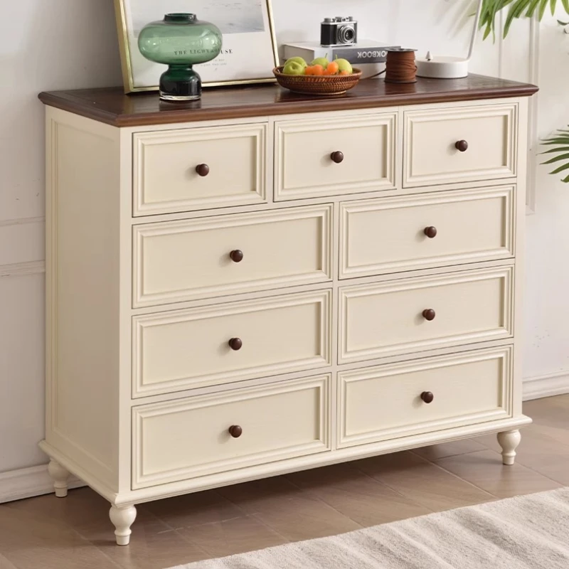 

American Solid Wood Light Luxury Storage Cabinet, Simple Modern Bedroom Living Room Locker Retro Drawer Cabinet