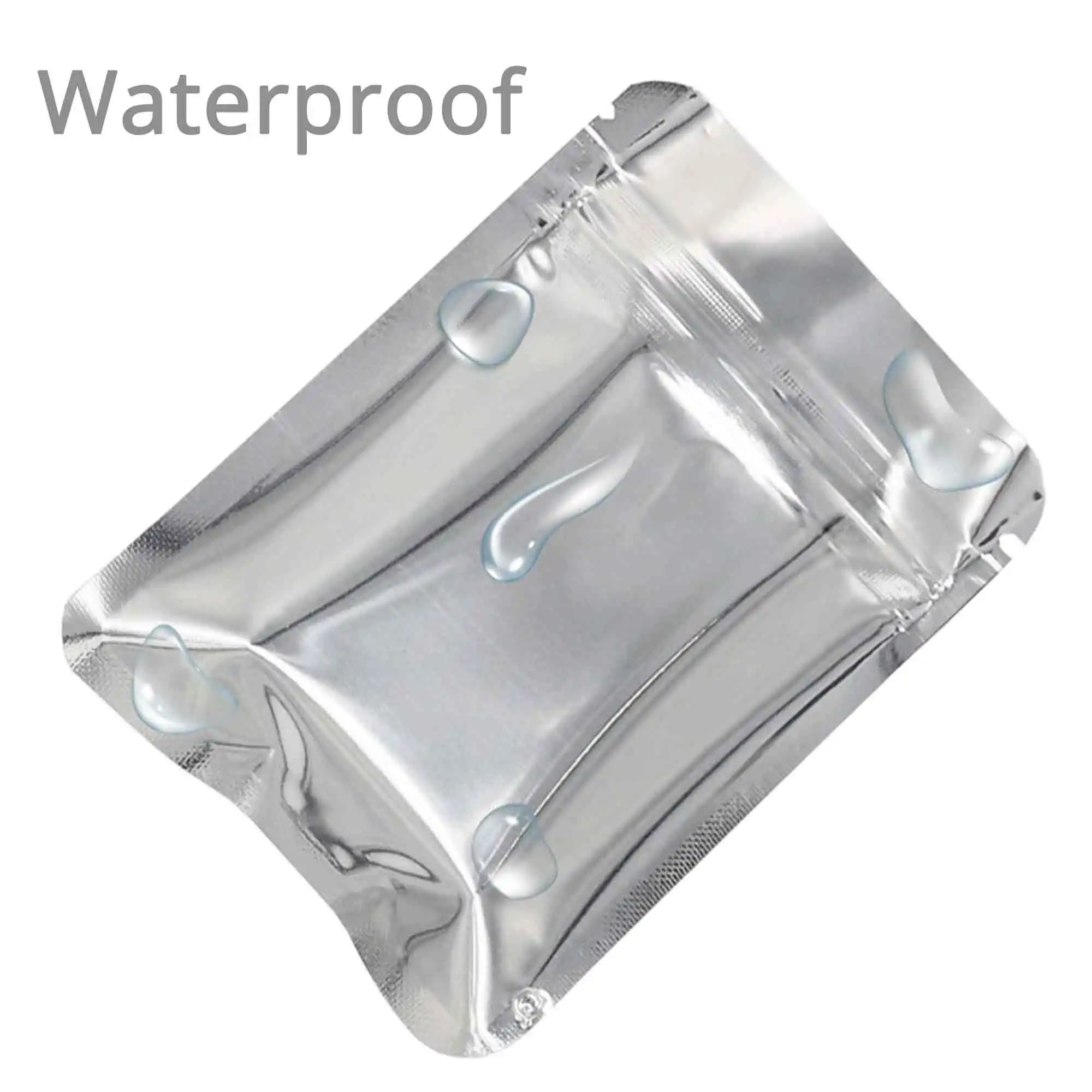 Glossy Silver Aluminum Foil Flat Zipper Lock Pouches,Reusable Waterproof Round Corner Bag Heat Sealable Mylar Storage Bags