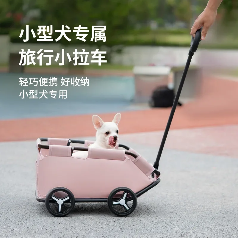 1 Small dog dog pet trolley going out pull rod trailer folding walking dog walking magic fight lighter than bear carrying