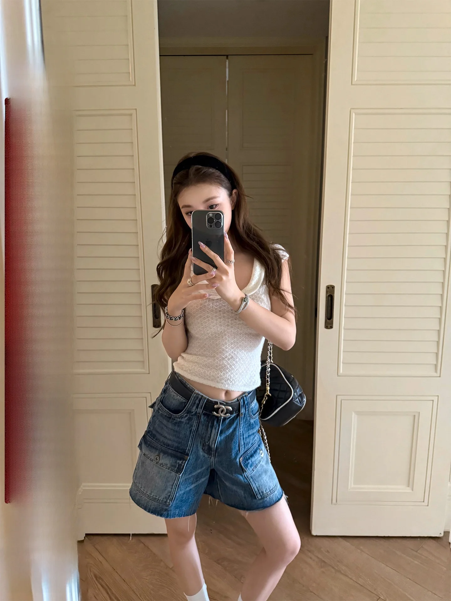 

Washed Denim Workwear Shorts Women's Casual Straight Leg Jeans Natural Waist Cotton Zipper Pure Color Autumn Winter Fashion
