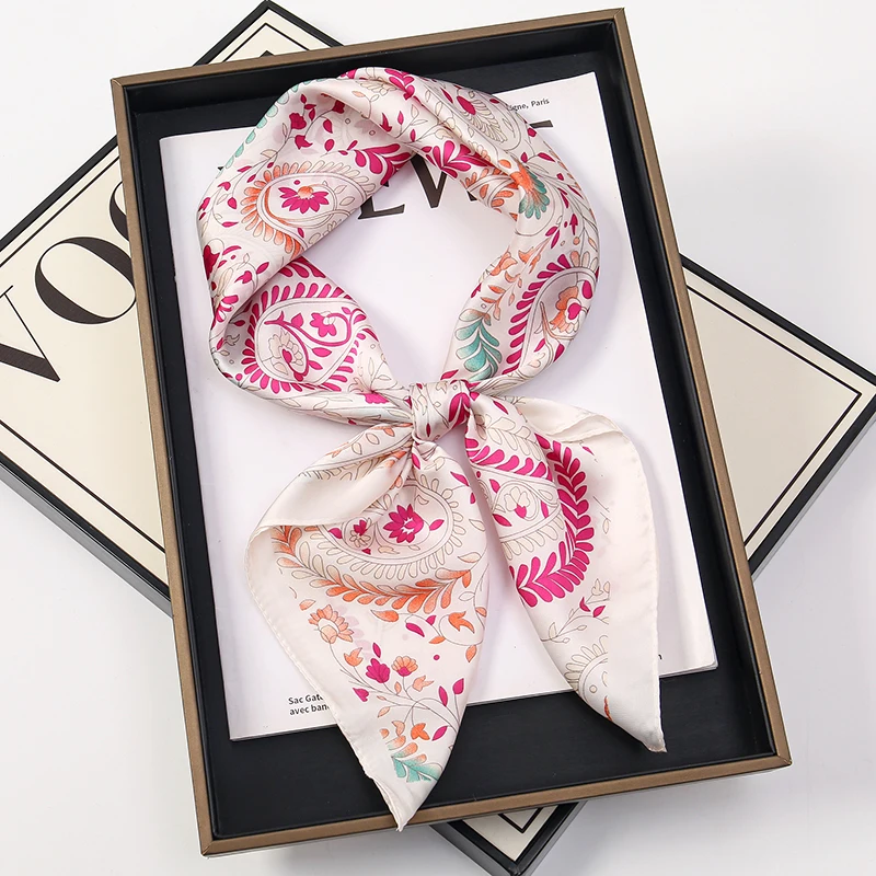 

Luxury Printing Silk Square Scarf Women Neck Hair Tie Band Beach Hijab Kerchief Head Headbands Bandana Female Foulard 70cm