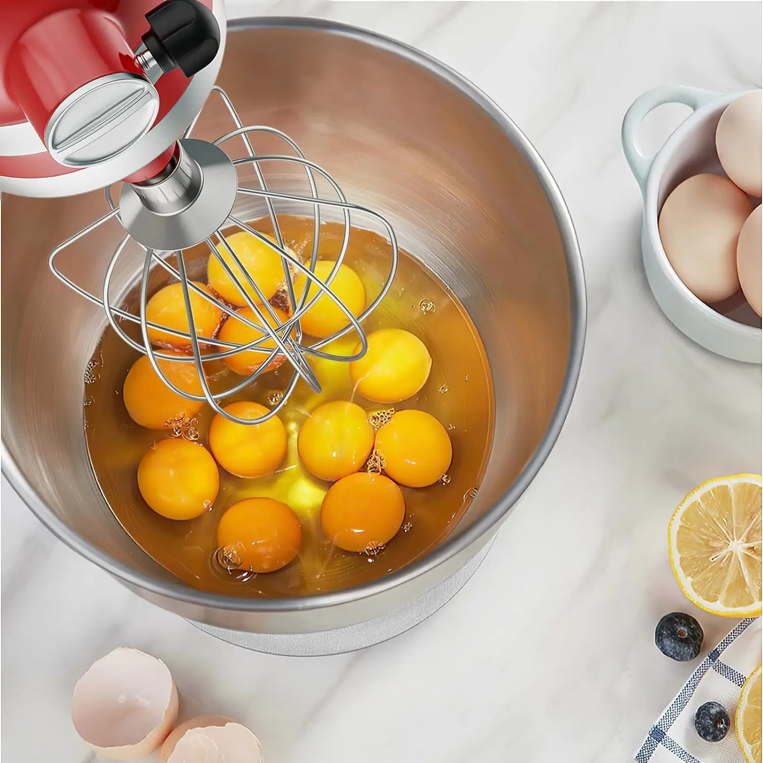 Dishwasher Safe,Stainless Steel 6-Wire Whip for Kitchenaid Whisk Attachment, Fits for 4.5-5QT Title-Head Egg Cream Stirrer