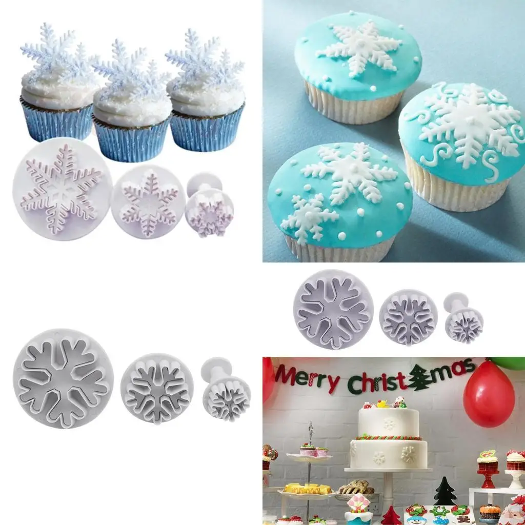 F19B Snowflake Cake Decorating Fondant Plunger Cutters Mold Mould Cookies Baking Gift