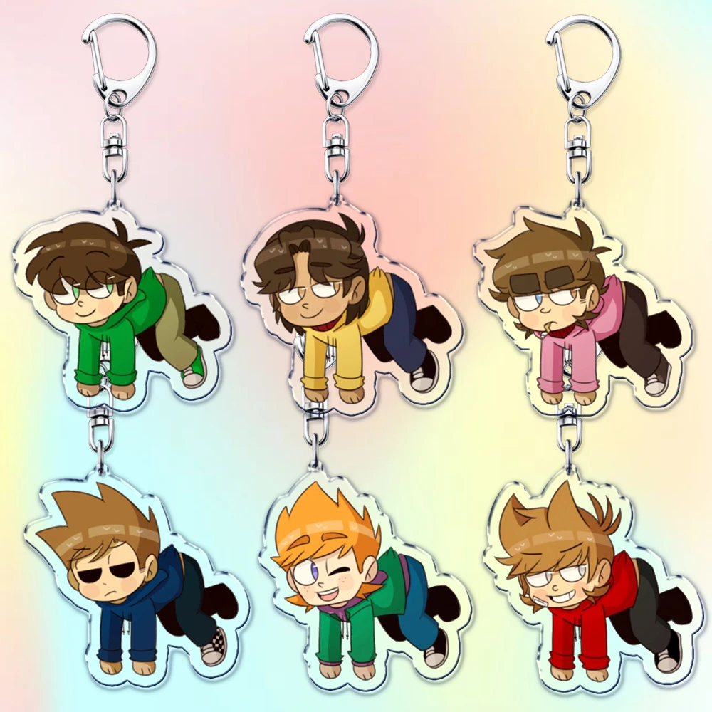 New Cartoon Eddsworld Tord Keychains for Accessories Bag  Anime Comic Ringo Edds Meme Keyrings Jewelry Gamers Fans Friends Gifts