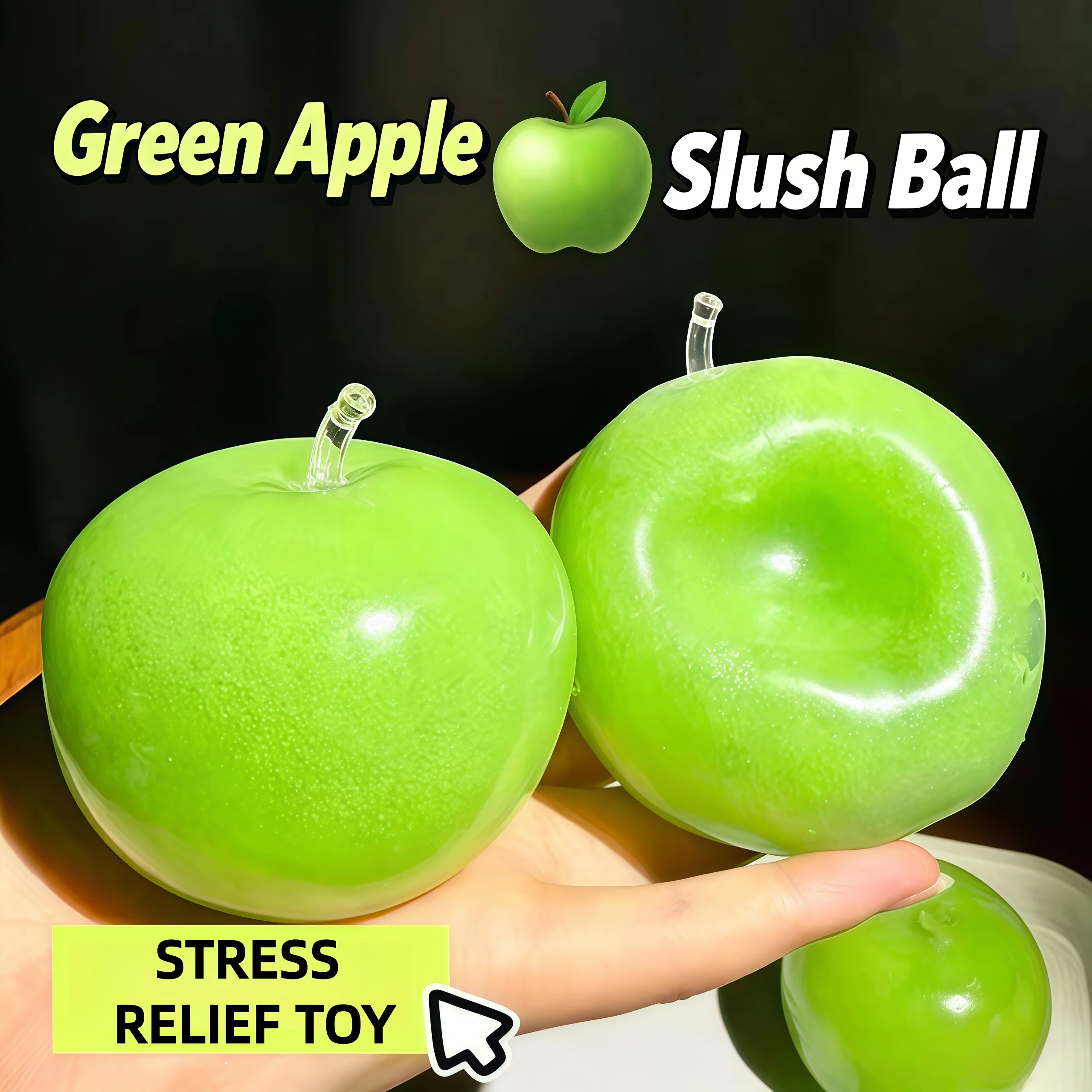 Green Apple Slushie Stress Ball Squishy Toy Crunchy Moldable Non-Bounce Sensory Fidget Toy Medium Grip Strength Training Gift
