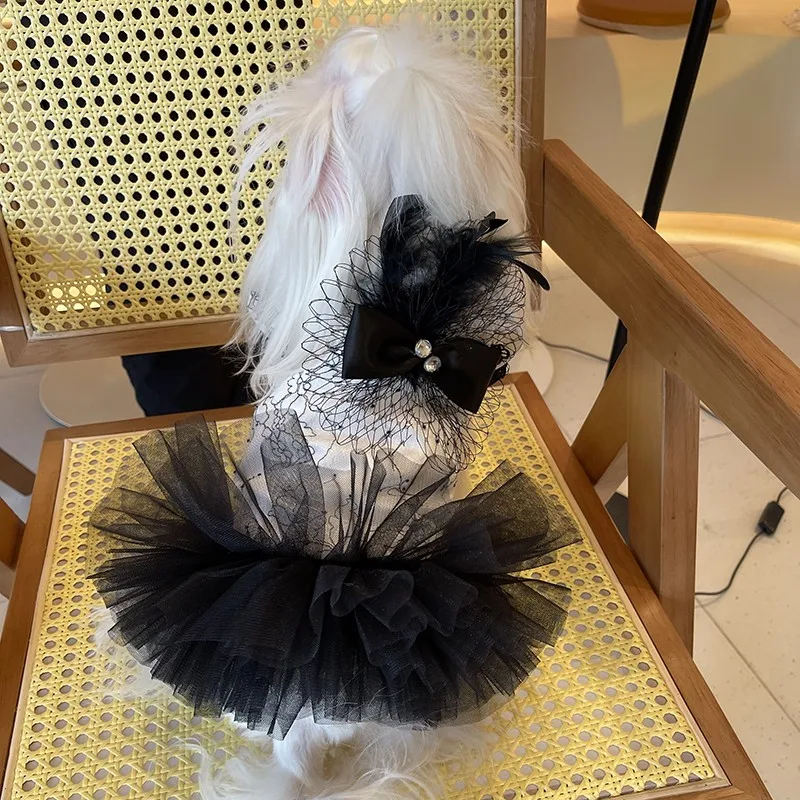 Handmade Dog Clothes Couple Dress Pet Supplies Suit Black Lace Tutu Ballet Skirt Fashion Jacket Wedding Party Holiday Costume