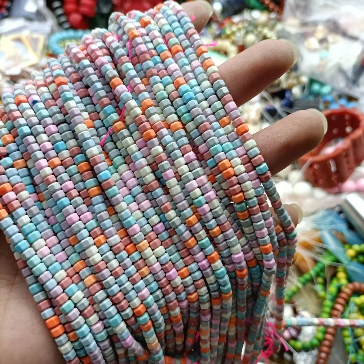 

120pcs 4x3mm Macaron Color Hexagon Beads Pastel Hexagonal Loose Beads for DIY Jewelry Making