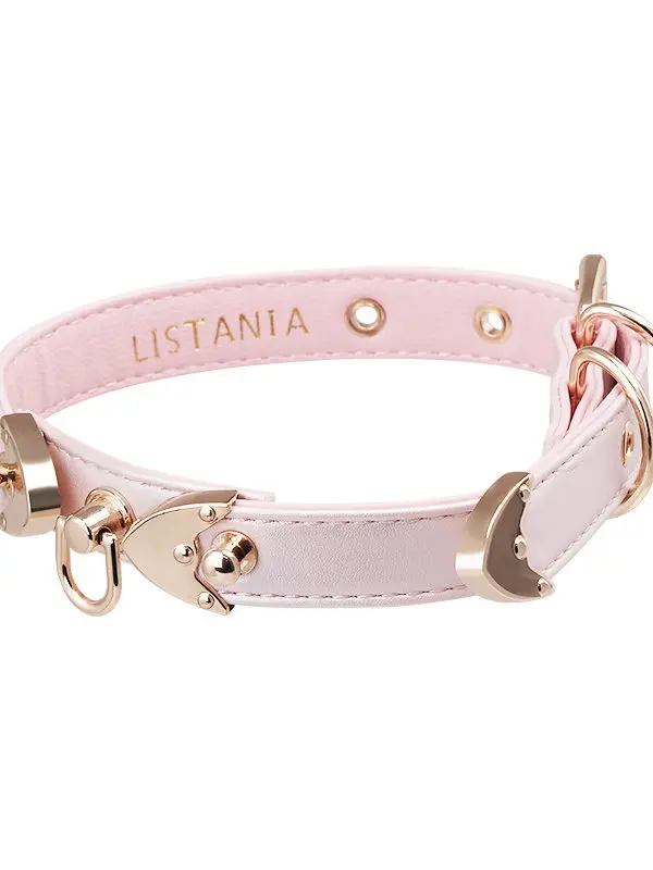 PUPPY choker necklace - Pink women's neck accessory made of genuine leather, a unique small-scale couple party decoration mask