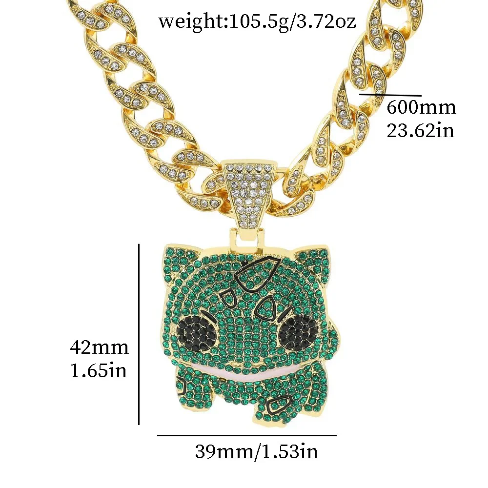 

Anime Pokémon Charmander Diamond Pendant Necklace Cuban Necklace Hip Hop Jewelry Children's Day Gift