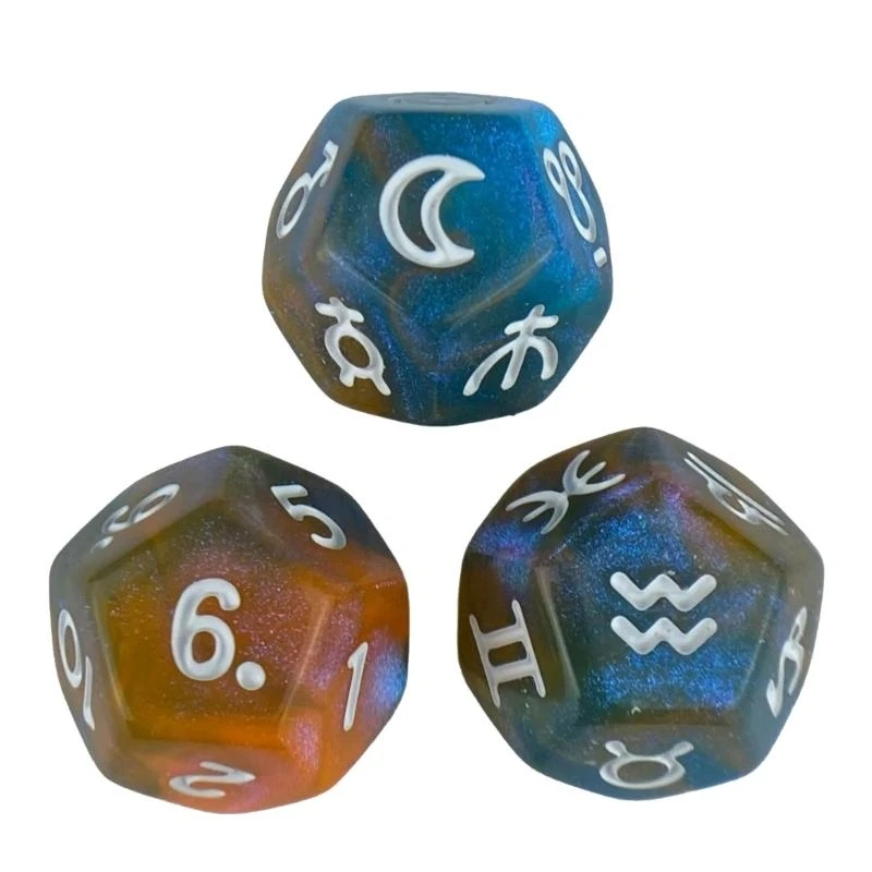 3pcs 타로트 카드 약 12면 점성술 다이스 별자리 신성 드라이스 4xBB