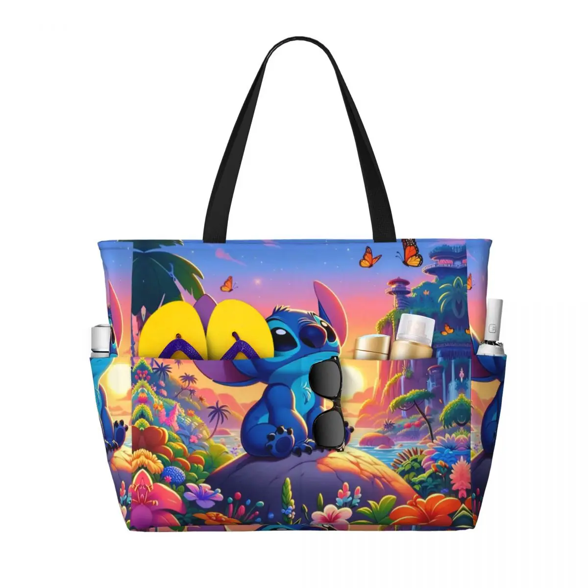 Bolso de mano de Lilo Stitch para mujer, bolsa de hombro de película animada de dibujos animados, personalizada, grande, compras, playa, gimnasio, viaje