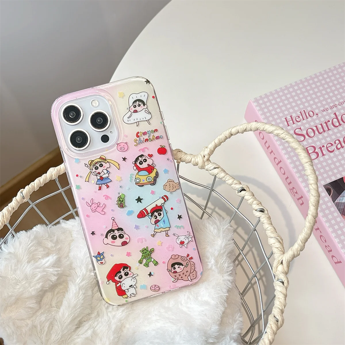 

Pink and cute crayon Shin-chan Phone Case For iPhone 16 15 14 13 Pro Max fundas iphone 15 case Protective cover For iPhone case