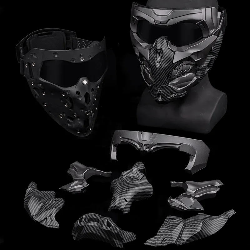 WOSPORT Apocalypse Mech Terminator Style Mask Headset COSPLAY Carbon Fiber Silver Grey Color Matching Set