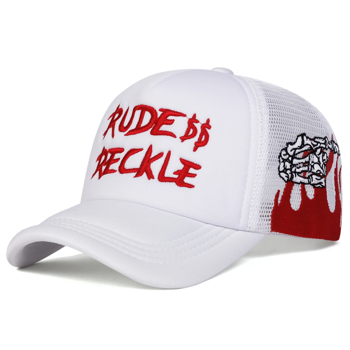 Unisex RUDE RECKLE Letter Embroidery Baseball Net Caps Spring and Summer Outdoor Adjustable Casual Hats Sunscreen Hat ﻿