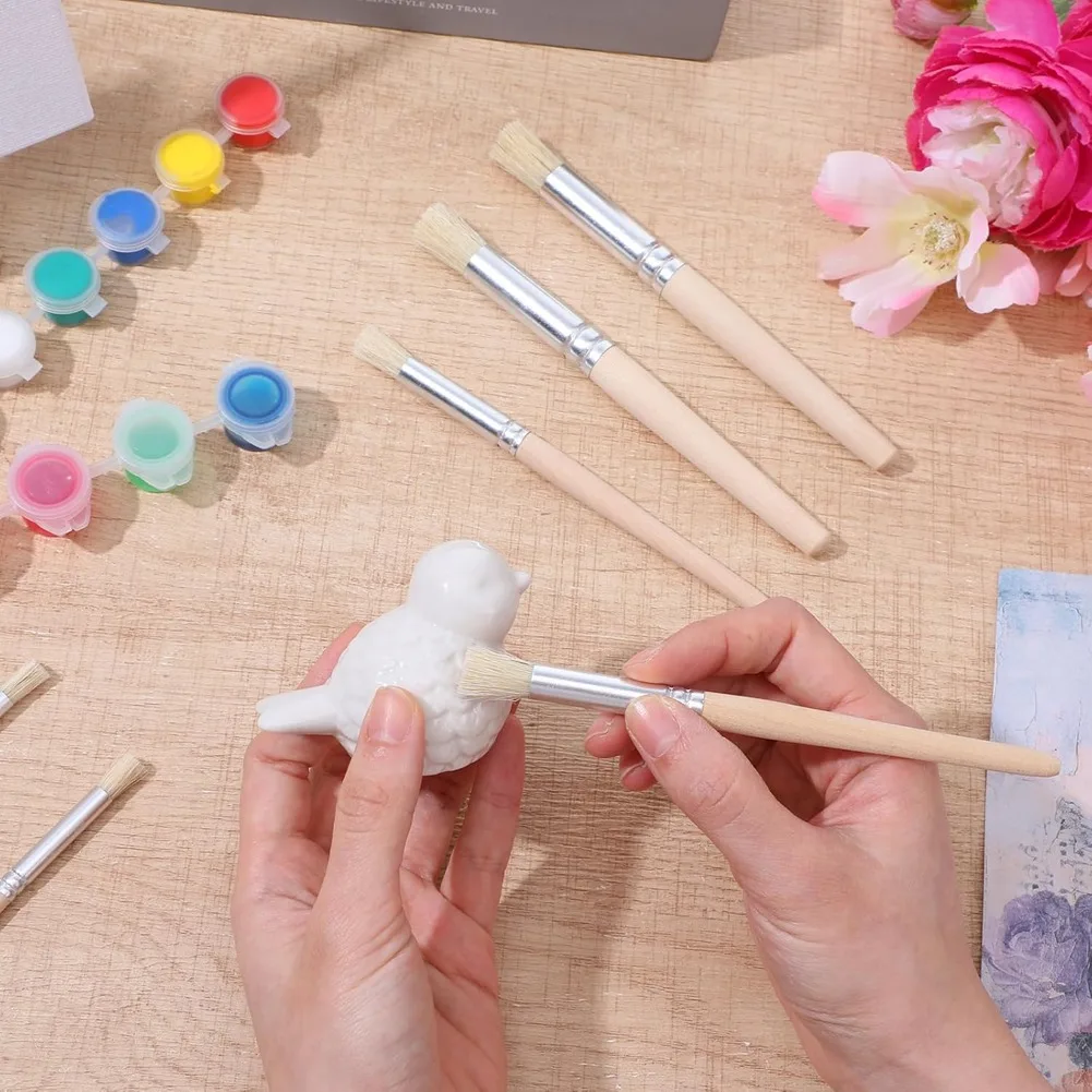 Painting Brush For Wood Wall Model House Paint, 60 Pieces For Wooden Stencil Brushes, Natural Brushes, For Wooden Handle-AT30