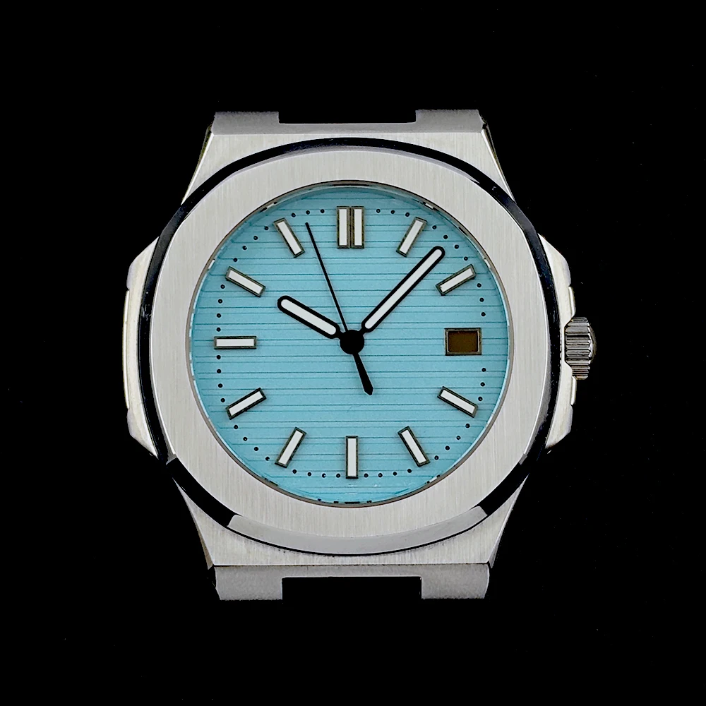Boîtier de montre NH35 en acier inoxydable pour hommes, logo personnalisé, cadran en verre saphir, adapté au mouvement NH35, accessoires de montre