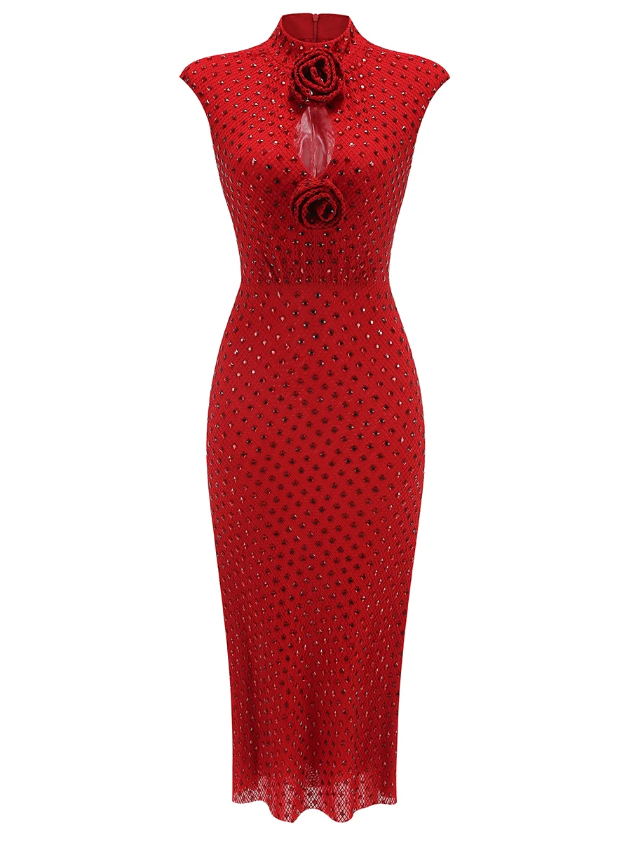 

Платье миди без рукавов с цветочным принтом, красные роскошные коктейльные платья для женщин, летняя мода 2025, однотонное платье для свадебной вечеринки