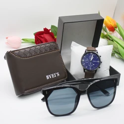 3pcs Set Smart Wallet Men's Leather Wallet Watch Men's Luxury Brand Designer Bag for Men Include Bracelet Box for Friend Gift