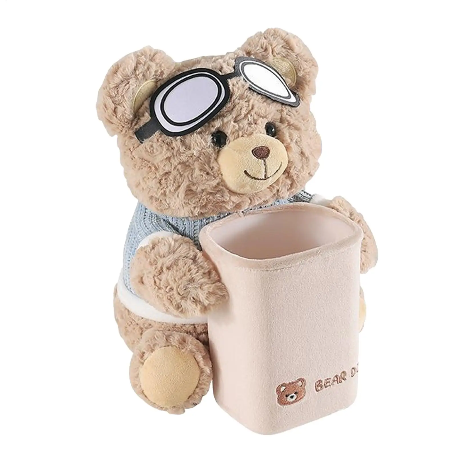 Cute Bear 2 in 1 Car Tissue Holder & Trash Bin Creative Armrest Storage for Female Car Owners Gifts