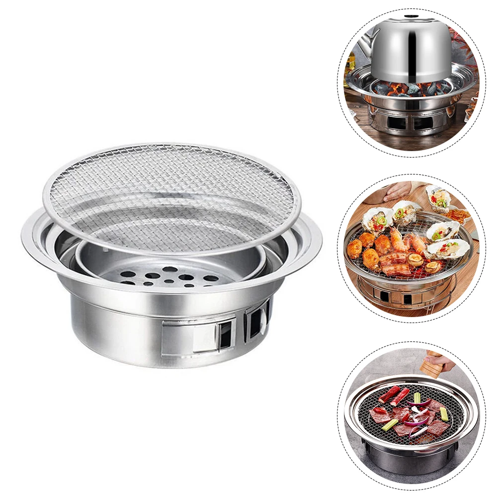 

1 Set Stainless Steel Portable Bbq Stove Durable Charcoal Grill Outdoor Barbecue Tool Compact Lightweight Grilling Stove For